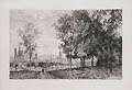 Rouen From The Country Original Etching by the French artist Maxime Lalanne published in Philip Gilbert Hamerton's Landscape