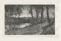 Partegat Pond Original Etching by the American artist Benjamin Lander