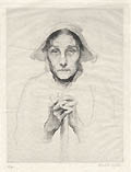 Portrait of an Old Woman Original Etching and Drypoint by the French Artist Henri Le Riche