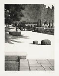 Formal Garden Original Engraving by the American artist Leonard Lehrer