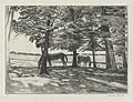 Horses Grazing Original Drypoint Engraving by the American artist Chester Leich