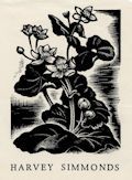 Ex Libris Harvey Simmonds Caltha Palustris Ranunculaceae Original Wood Engraving by the British American artist Clare Leighton also listed as Clare Veronica Hope Leighton