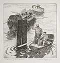 Morning Tide Salute Original Etching by Nat Levy