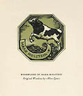 Bookplate of Mark Holstein Bucking Holstein Bull Original Woodcut by by the American artist Arthur Allen Lewis