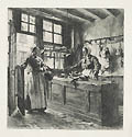 La Boucherie The Butcher Shop Original Etching by the French artist Leon Lhermitte also listed as Leon Augustin L'hermitte