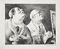 Student and Master Original Lithograph by the American artist Russell Limbach also listed as Russell Theodore Limbach 