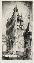 Notre Dame Dijon Original Etching and Drypoint by the Canadian American artist Robert Fulton Logan also listed as Robert Logan