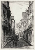 Rue Miribeau Bourges Original Etching and Drypoint by the Canadian American artist Robert Logan also listed as Robert Fulton Logan