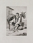 Le Borriquero Espagne The Donkey Keeper Spain Original Etching by the French artist Louis Lombard published for the Societe des Aqua Fortistes Eaux Fortes Modernes by Cadart and F Chevalier and A Cadart and Luquet