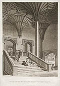 Staircase to The Hall of Christ Church College Oxford Original Aquatint Engraving by Thomas Malton