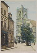 Auxerre La Cathedrale Original Aquatint Engraving in Colours by the French artist Gustave Henri Marchetti