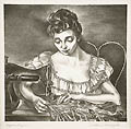Vogue Says Woman SewingOriginal Lithograph by the American artist Nathan Margolis