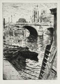 Napoleon Bridge Paris Original Etching and Aquatint by Joseph Margulies