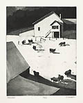 Farmyard Original Aquatint by the American artist Robert Marsh