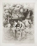 Laveuses a Valliere or Washerwomen at Valliere by Adolphe Potement Martial