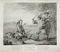 Fluellen Making Pistol Eat the Leek Shakespeare King Henry the Fifth Act V Scene I Original Stipple Engraving by the British artist Robert Mitchell Meadows designed by Henry William Bunbury