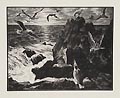 Sea Gulls Original Wood Engraving by the American artist Leo John Meissner published by the American Artists Group