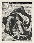 Daniel in The Lion's Den Original Etching and Aquatint by the Russian American artist Leo Michelson