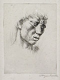 Miniature Head Original Etching by the American artist Kenneth Hayes Miller