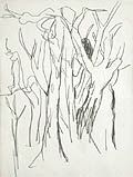 Tree Trunks original Drawing by Alex Minewski