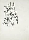 Table and Chairs Original Drawing by Alex Minewski