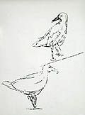 Seagulls Trunks Original Transfer Print by Alex Minewski