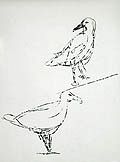 Seagulls Trunks Original Transfer Print by Alex Minewski