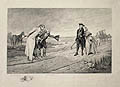 The Highwaymen's Farewell Original Etching by the French artist Augustin Mongin based upon a design by the British artist Henry Gillard Glindon