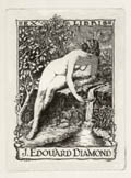 Ex Libris J. Edouard Diamond Artist Monogramme L. V. S