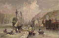 A Coastal Scene With a Harbour View - Monogramme: W. R.
