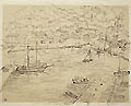 Harbor View Penobscot Bay Area Maine Original Drawing by Janet Moore