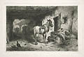 The Noonday Rest Original Etching by the American artist Peter Moran