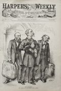 More Pacification The Carpet Baggers The Compromise of 1877 Corruption 1876 Presidential Election Samuel Tilden and Rutherford Hayes Original Wood Engraving designed by the American artist Thomas Nast Harper's Weekly