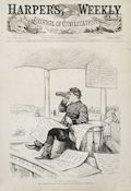 All Quite on the Hudson Mr. George B. McClellan in his Element Again Governor of New Jersey Original Wood Engraving designed by the American artist Thomas Nast for Harper's Weekly