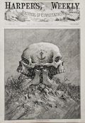 Into the Jaws of Death Temple of Janus Original Russo Turkish War Skulls Wood Engraving by the American artist Thomas Nast Harper's Weekly