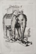 The Elephant Walks Around 1876 Presidential Election and The Compromise of 1877 Samuel Tilden Rutherford Hayes Political Electoral Corruption Original Wood Engraving designed by the American artist Thomas Nast Harper's Weekly