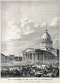 Exterior View of Saint Genevieve Church Original Engraving by Denis Nee