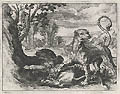 Nil Blandum Magis et Saevum Flattery is Better than Violence The Lion and the Leopard Original Engraving and Etching by the Flemish Artists Jacobus Neefs and Andries Pauwels designed by Abraham van Diepenbeeck Linguae Vitia et Remedia