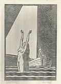 Siren Untitled Composition Original Linocut by the American artists Earl J. Neff and John Cherry