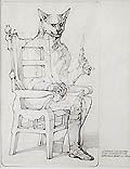 Invisible Cat Seated original drawing by Robert Nelson