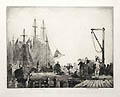Gloucester Fisherman Original Etching and Drypoint Engraving by the American artist Carl Nordell also known as Carl J. Nordell