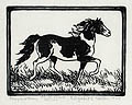 Pony in a Hurry Original Woodcut by Elizabeth Norton