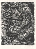 Study of a Man Original Woodcut by the German artist Hans Otto Orlowski also listed as Hans Orlowski