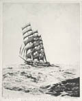 The Cape Horner Original Drypoint Engraving by the American artist Frederick Owen also listed as Frederick L. Owen