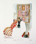 Jewelry Sellers Santa Fe Original Etching by the American artist Bill Papas