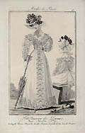 Petit Courrier des Dames or The Petite Lady's Courier - Redingotte Blouse D'Organdie Brodee Original Engraving
