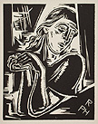 Torichte Jungfrau Foolish Young Girl Original Woodcut by the Austrian artist Robert Philippi