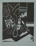 Studio Interior Original linocut by the American artist Matt Phillips