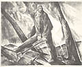 Man Against the Sky Original Lithograph by the American artist Henry Clarence Pitz also known as Henry C. Pitz