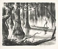 Swamp Land Original Lithograph by the American artist Henry Clarence Pitz also known as Henry C. Pitz